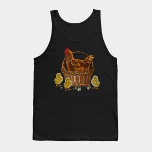 hen chicken basket embroider Tank Top